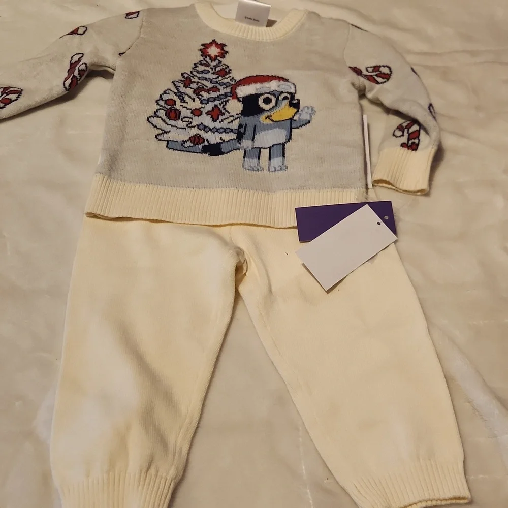 Bluey, Baby 6months, Christmas Holiday, Festive Sweater and Pajama Bundle